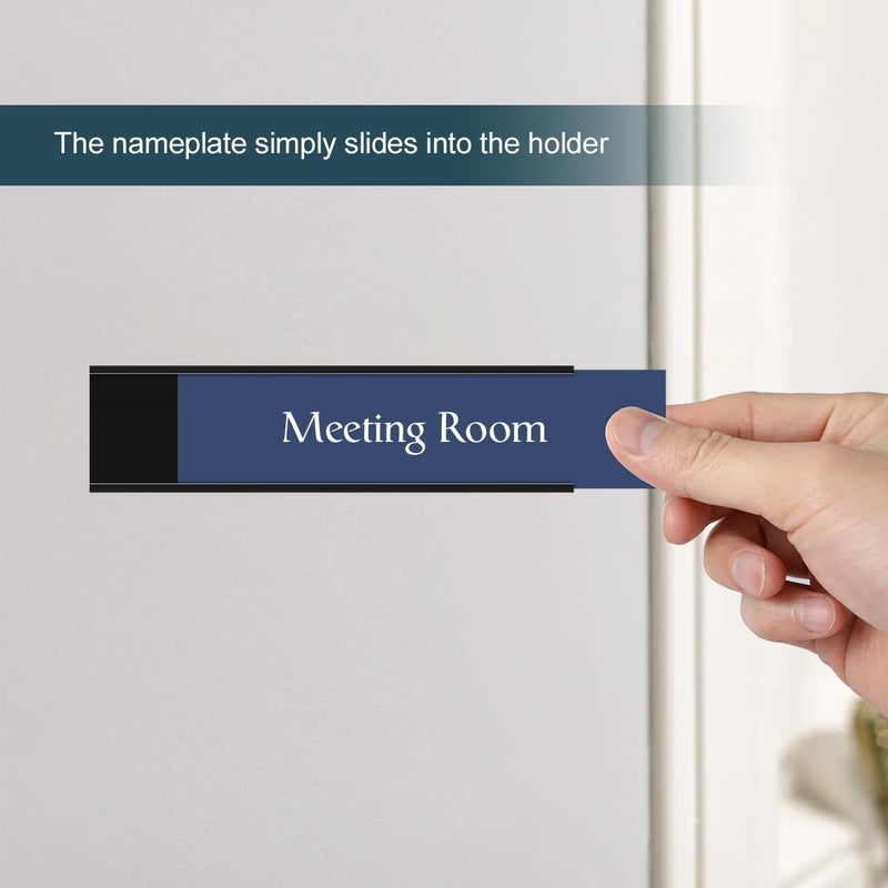 Lenink 6 Pack Name Plate Holder, Office Door Name Plate Holder Adhesive Wall Mount for Meeting Room, Business Department, Warning Area 8â€ X 2â€ (Black) - Image 5