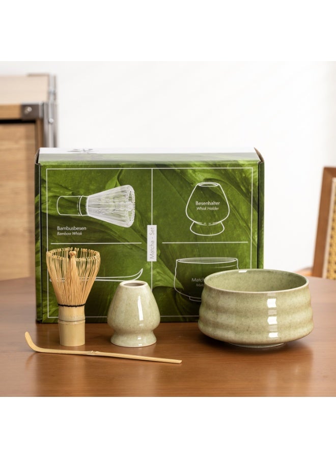 4-Piece Matcha Tea Set Includes Matcha Bowl Bamboo Whisk Scoop Whisk Holder  Perfect Set to a Traditional of Matcha - Image 1