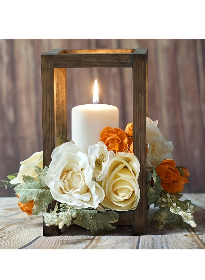Rustic Farmhouse Wooden Lantern Candle Holder – Table Decor & Country Gift, No Electricity Required - Image 1