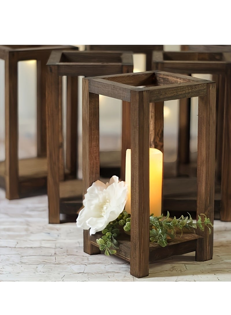 Rustic Farmhouse Wooden Lantern Candle Holder – Table Decor & Country Gift, No Electricity Required - Image 4