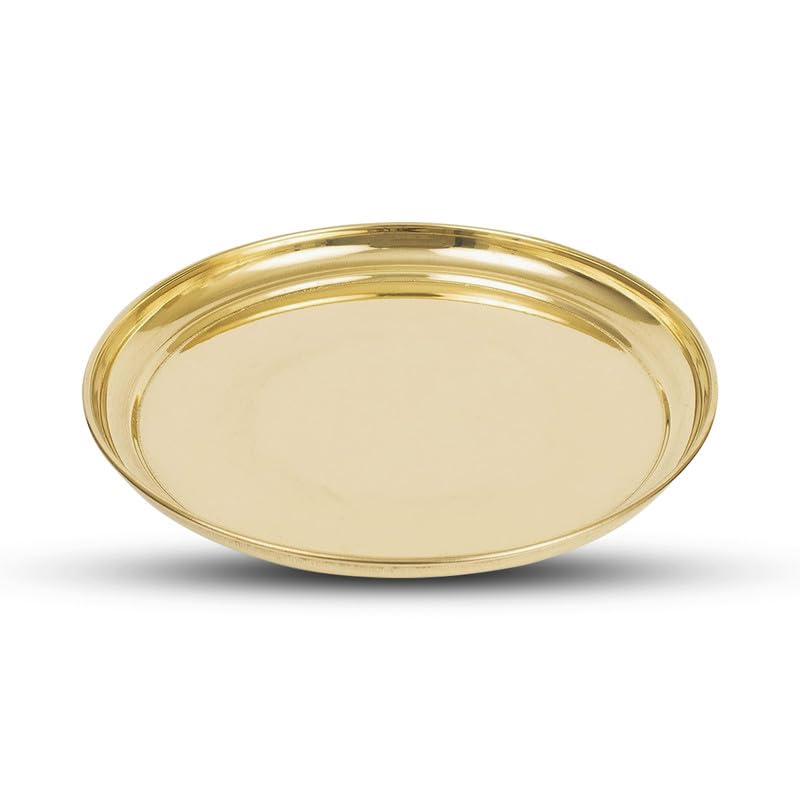 TORPPEZA Pure Indian Traditional Handmade Brass Golden Color Plain Plate/Thali/for Pooja, Diwali Puja, Navratri, Aarti and Bhog, Fruits, Hawan Samagri and Multipurpose Use (Size - 6inch) - Image 5