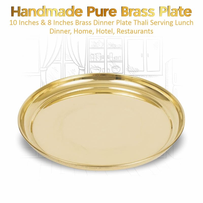 TORPPEZA Pure Indian Traditional Handmade Brass Golden Color Plain Plate/Thali/for Pooja, Diwali Puja, Navratri, Aarti and Bhog, Fruits, Hawan Samagri and Multipurpose Use (Size - 6inch) - Image 2