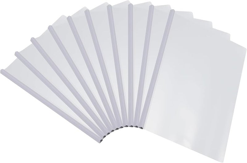 أغلفة تقارير بيضاء شفافة مع شريط انزلاقي 20 قطعة، مجلدات عرض A4 بسعة 75 ورقة - Image 2