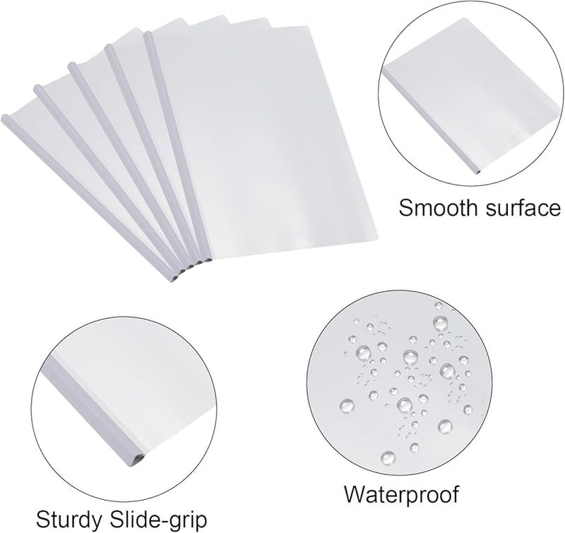 أغلفة تقارير بيضاء شفافة مع شريط انزلاقي 20 قطعة، مجلدات عرض A4 بسعة 75 ورقة - Image 5