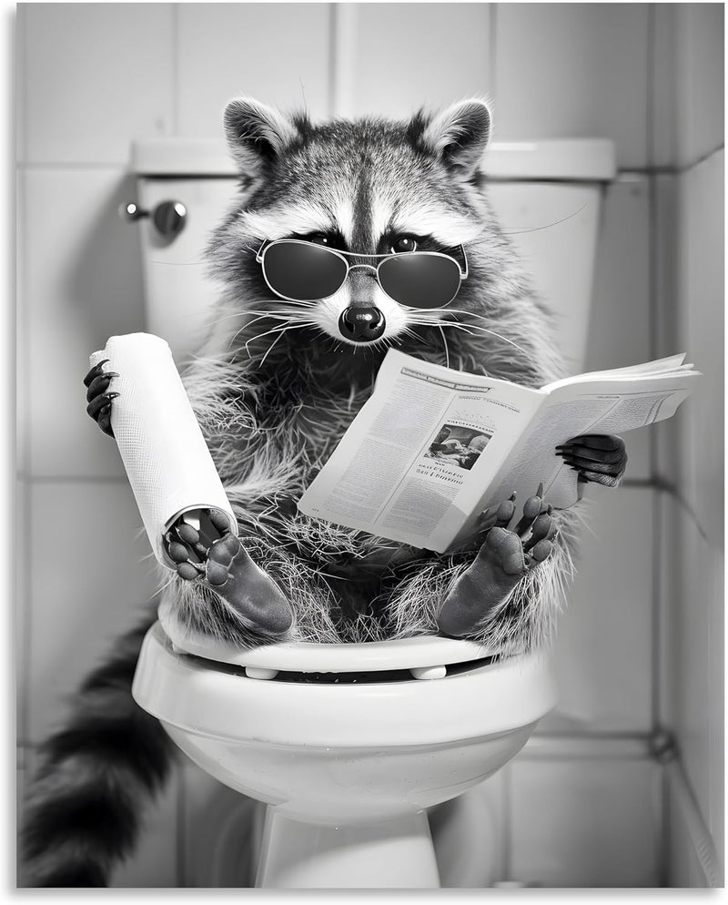 ARS فن الجدار القماشي المرح لراكون في الحمام - Image 2