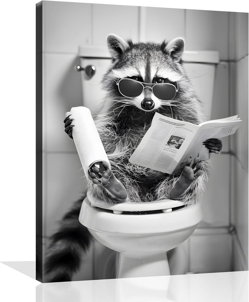 ARS فن الجدار القماشي المرح لراكون في الحمام - Image 1