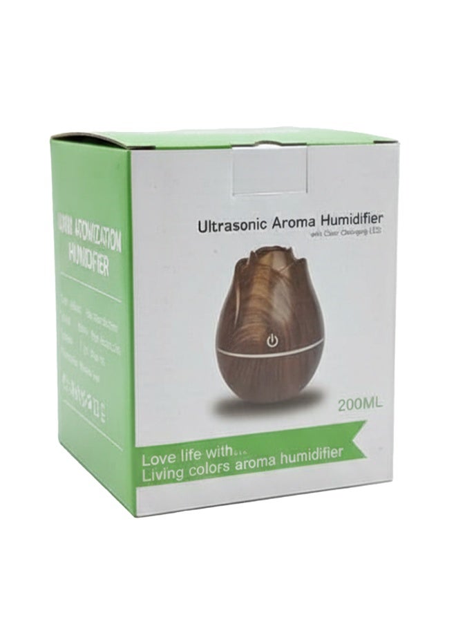 موزع زيوت عطرية سعة 200 مل، موزع رذاذ بارد ومرطب، هادئ للغاية، إضاءة LED ملونة، إيقاف تشغيل تلقائي، يدوم طويلاً، تصميم خشبي أنيق للمنزل والمكتب - Image 2