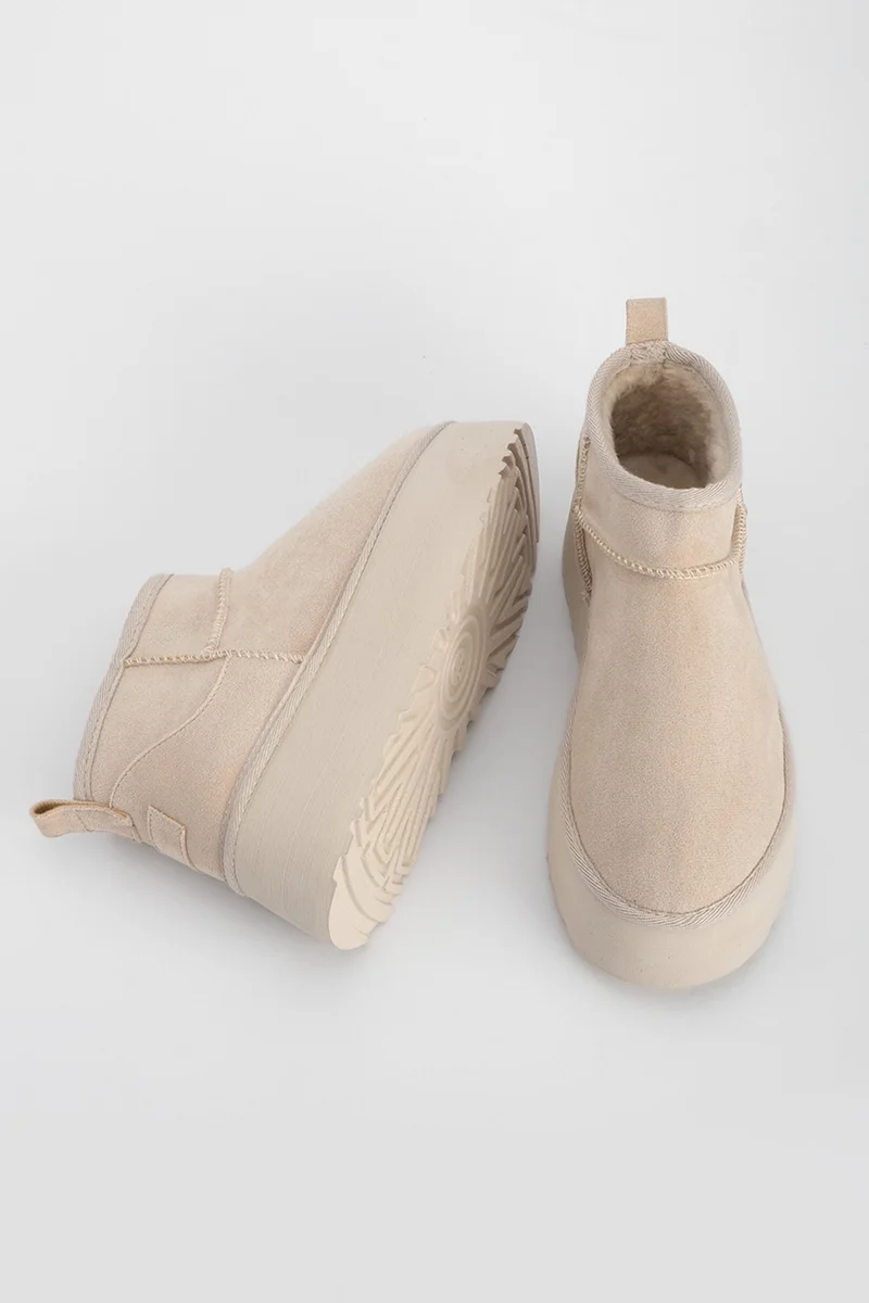 MARJIN Margin Women's Thick Sole Fur Half Boots Tefis