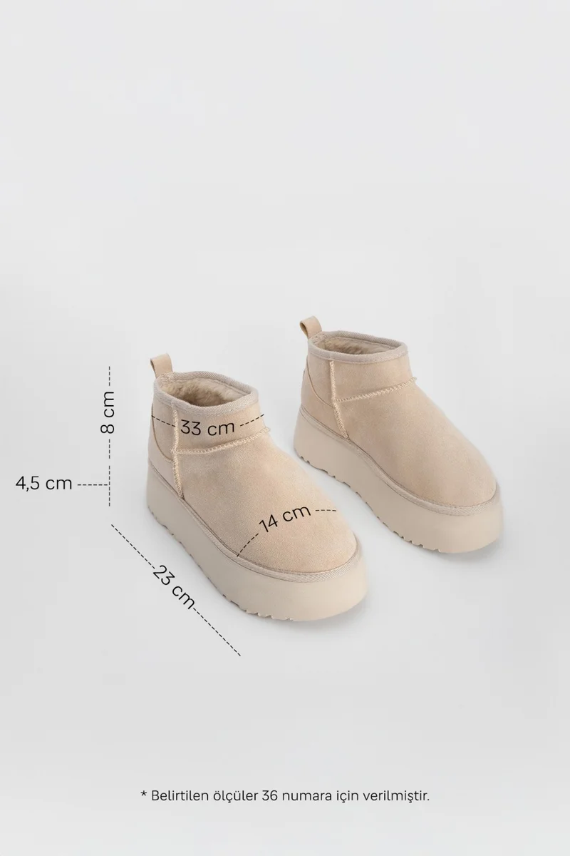 MARJIN Margin Women's Thick Sole Fur Half Boots Tefis