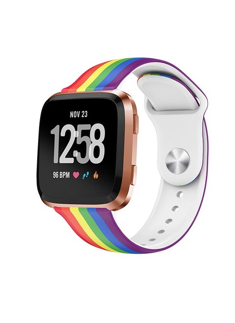 Fitbit Versa2 Reverse Buckle Printed Silicone Strap Versa Lite Smartwatch Replacement Strap Compatibility Between Men and Women Watch Straps Classic Soft Strap Replaces Sports Wristband