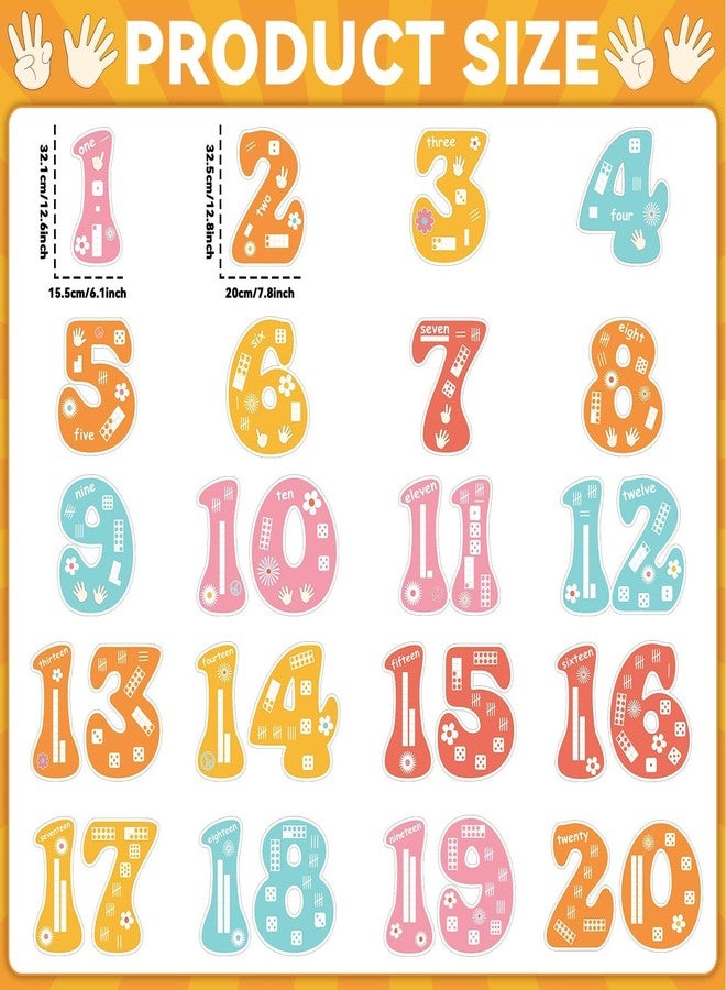 CHUNNIN 20Pcs 13In Groovy Jumbo Numbers Bulletin Board Set Groovy Hippie 1-20 Cutouts for Classroom Wall Decoration Learning School Educational Teaching Tool Supplies - Image 2