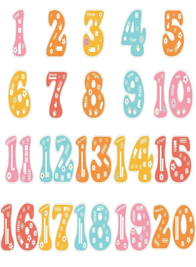 CHUNNIN 20Pcs 13In Groovy Jumbo Numbers Bulletin Board Set Groovy Hippie 1-20 Cutouts for Classroom Wall Decoration Learning School Educational Teaching Tool Supplies - Image 1