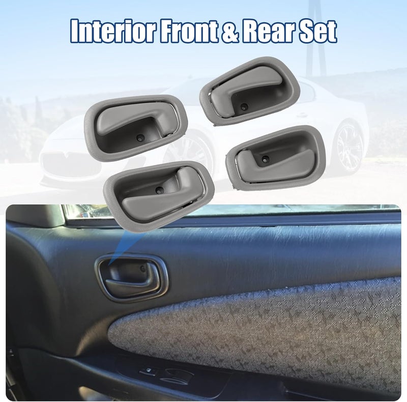 NPAUTO Interior Front Rear Door Handles Replacement for 1998-2002 Toyota Corolla & Chevy Prizm, Gray - Image 2