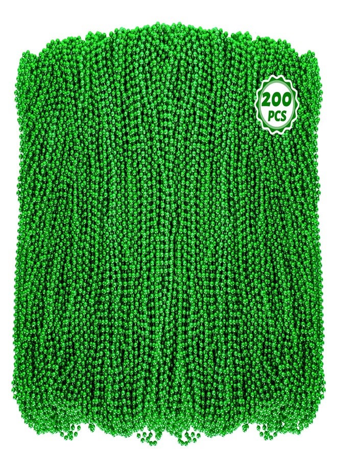Huskein 200 PCS St Patricks Day Beads Necklaces, 33" Mardi Gras Beads, St Patricks Day Bead, Green Accessories Parade Favors Bulk for Wedding Birthday Party Favors - Image 1