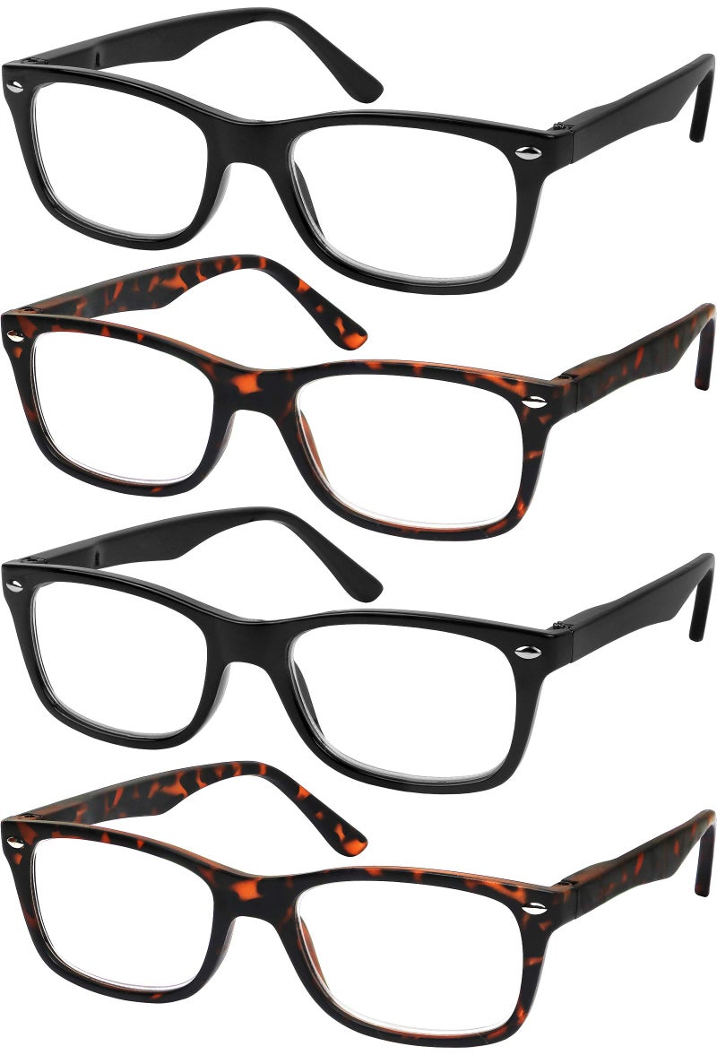 Success Eyewear Reading Glasses Set of 4 Quality Readers Spring Hinge Glasses for Reading for Men and Women Set of 2 Black and 2 Havana 2 - Image 2