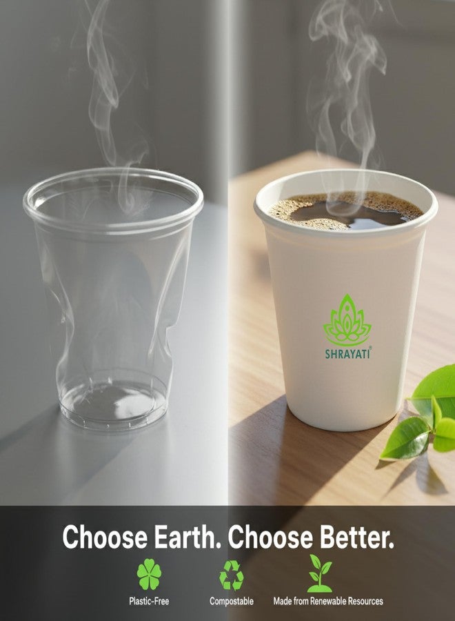 Shrayati Sugarcane Bagasse Cups, 250 ml, Pack of 50 Pcs, Biodegradable, Compostable, Ecofriendly, Best for Coffee and colddrinks and Serve Any Liquid Food (Hot and Cold) - Image 3