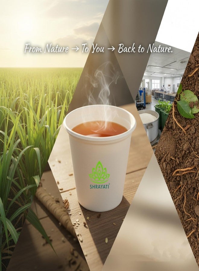Shrayati Sugarcane Bagasse Cups, 250 ml, Pack of 50 Pcs, Biodegradable, Compostable, Ecofriendly, Best for Coffee and colddrinks and Serve Any Liquid Food (Hot and Cold) - Image 2