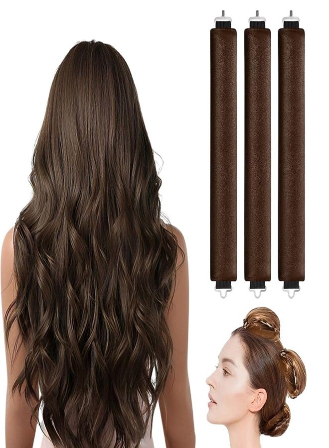 BLUSHIA Overnight Curls Heatless Hair Curler No Heat Satin Heatless Curling Rods Foam Sponge Hair Rollers for Short Long Hair to Sleep - Brown (Pack of 3) - Image 1