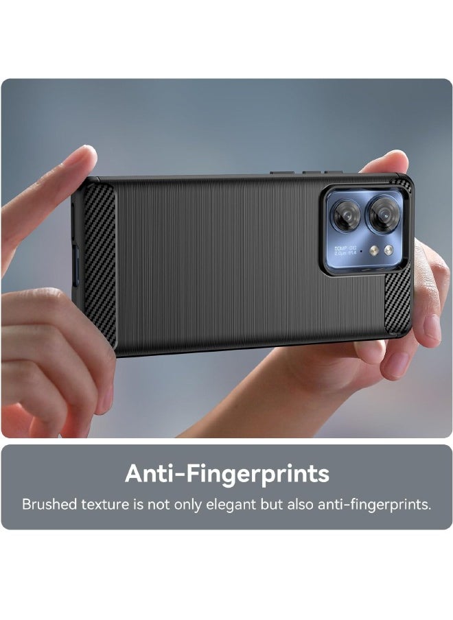 RUGGED SHIELD - Motorola Edge 40 Case with Brushed Carbon Fiber Texture, Fashion Shock-Absorption Anti-Drop Flexible TPU Bumper Soft Rubber Protective Phone Case Cove for Motorola Edge 40 5G 2023, Black - Image 1