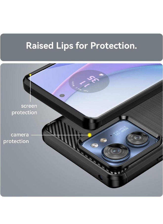 RUGGED SHIELD - Motorola Edge 40 Case with Brushed Carbon Fiber Texture, Fashion Shock-Absorption Anti-Drop Flexible TPU Bumper Soft Rubber Protective Phone Case Cove for Motorola Edge 40 5G 2023, Black - Image 1