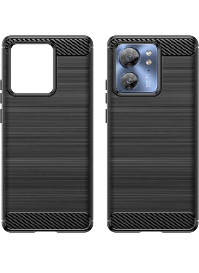 RUGGED SHIELD - Motorola Edge 40 Case with Brushed Carbon Fiber Texture, Fashion Shock-Absorption Anti-Drop Flexible TPU Bumper Soft Rubber Protective Phone Case Cove for Motorola Edge 40 5G 2023, Black - Image 1