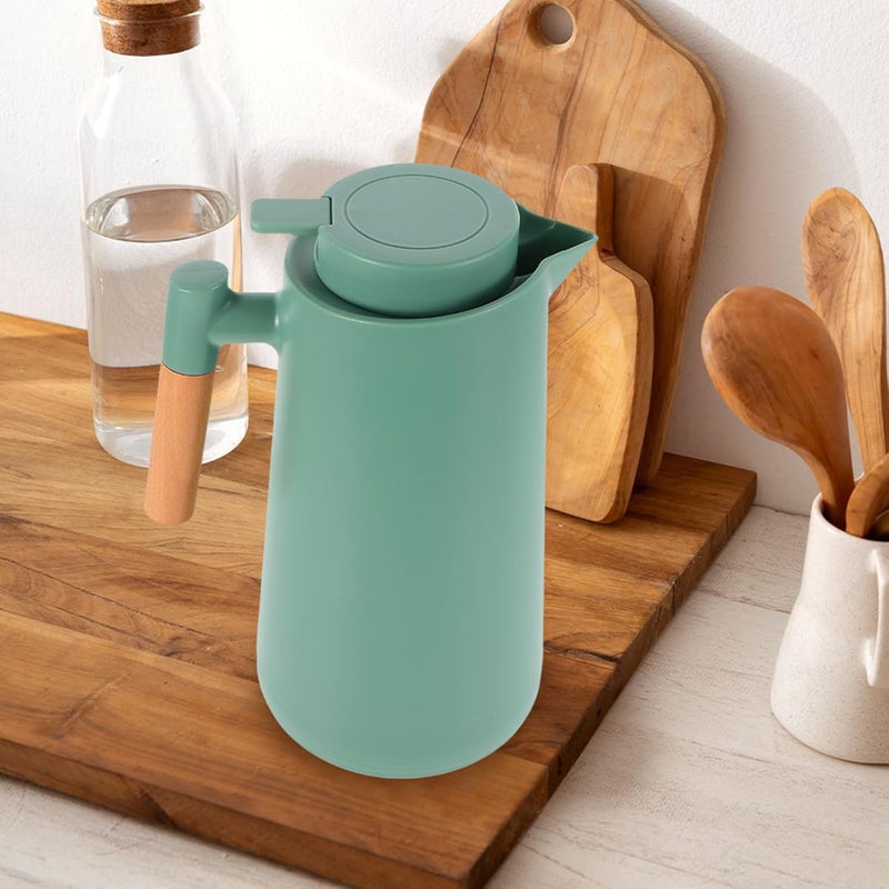 Insulated Coffee Carafe 34oz Thermal Beverage Jug with Glass Liner Large Capacity Hot Drink Flask for Home and Office Tea Flask Water Pitcher Blue - Image 5