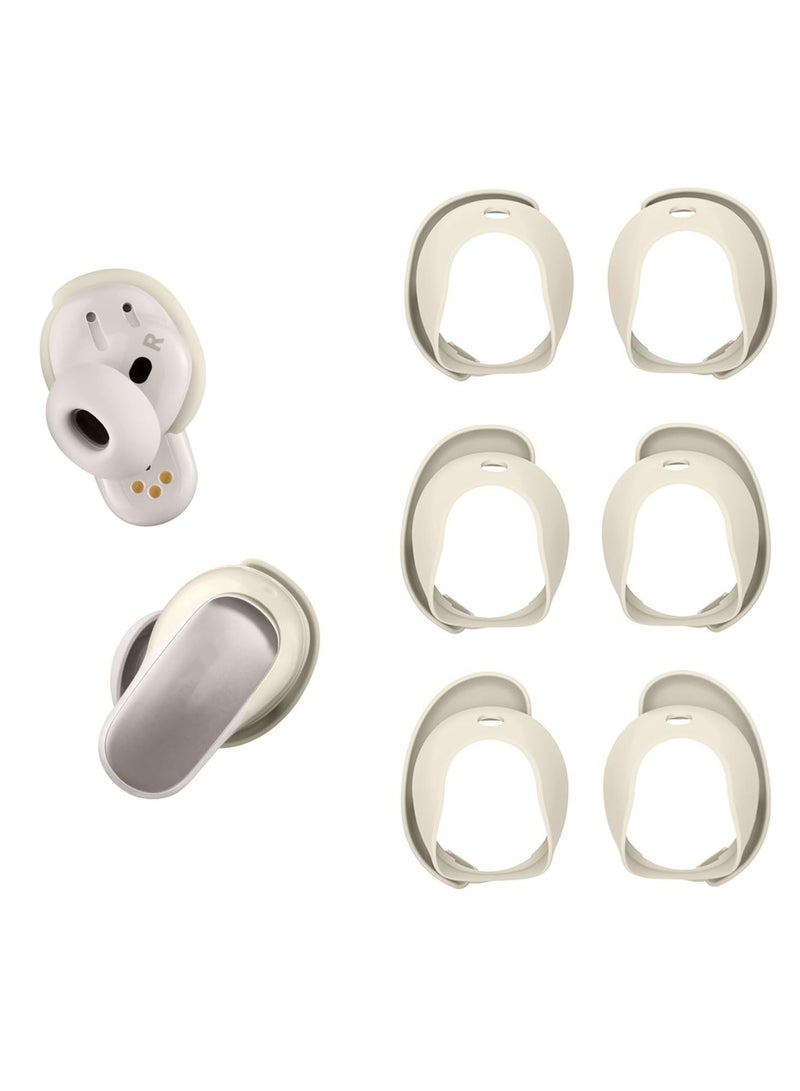 [3 Pairs] Ear Tips Covers for Bose QuietComfort Earbuds II and Bose QuietComfort Ultra Earbuds (2023) Anti- Slip Silicone Sports Wing Tips Washable Eartips Accessories (Cream-Coloured)  - Image 1