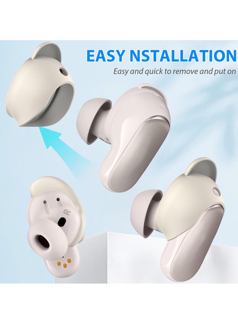 [3 Pairs] Ear Tips Covers for Bose QuietComfort Earbuds II and Bose QuietComfort Ultra Earbuds (2023) Anti- Slip Silicone Sports Wing Tips Washable Eartips Accessories (Cream-Coloured)  - Image 4