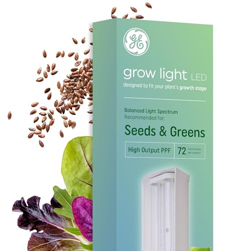 GE LED Grow Light for Indoor Plants Integrated LED Light Fixture for Seeds and Greens Balanced Light Spectrum 25000 Hours Lifespan 72 PPF 24 Inches 1 Pack Packaging May Vary - Image 1