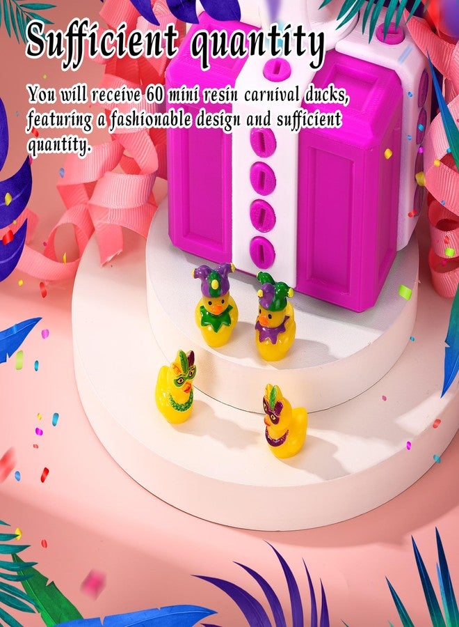 Sinbana 60pcs Mardi Gras Duckies, Resin Mini Small Little Tiny Miniature Duck Bulk Funny Cruise Ship Ornaments Toys Mardi Gras Birthday Shower Party Favors Decorations Supplies Gifts Carnival (Clown+Mask) - Image 3