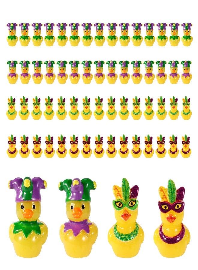 Sinbana 60pcs Mardi Gras Duckies, Resin Mini Small Little Tiny Miniature Duck Bulk Funny Cruise Ship Ornaments Toys Mardi Gras Birthday Shower Party Favors Decorations Supplies Gifts Carnival (Clown+Mask) - Image 1