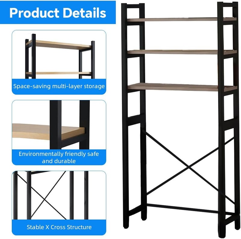 HASTHIP Storage Shelf for Over the Washing Machine, 3 -Tiers Wooden Panel Storage Organizer Rack, Over The Washer and Dryer Storage Shelf, DIY Assembly Fits Most Machines, 181 * 69 * 30cm - Image 3