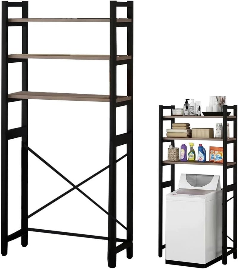 HASTHIP Storage Shelf for Over the Washing Machine, 3 -Tiers Wooden Panel Storage Organizer Rack, Over The Washer and Dryer Storage Shelf, DIY Assembly Fits Most Machines, 181 * 69 * 30cm - Image 1
