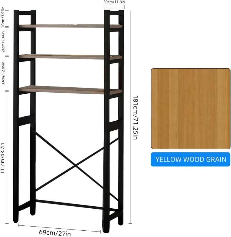 HASTHIP Storage Shelf for Over the Washing Machine, 3 -Tiers Wooden Panel Storage Organizer Rack, Over The Washer and Dryer Storage Shelf, DIY Assembly Fits Most Machines, 181 * 69 * 30cm - Image 2