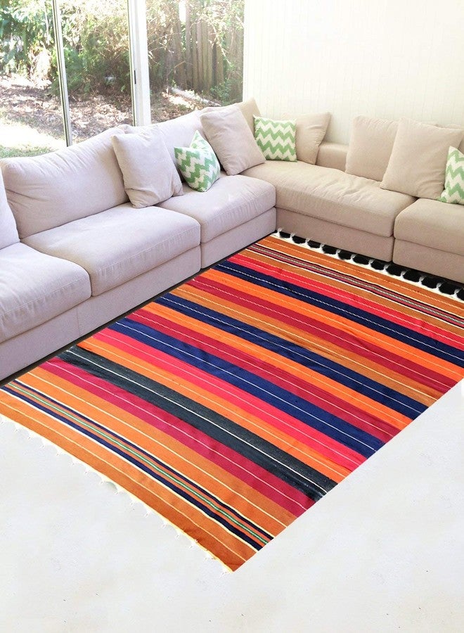 AYUS سجادة AYUS Solapuri القطنية Galicha Rug Dari Satranji (متعددة الألوان، 72 × 100 بوصة، عبوة من قطعة واحدة) - Image 2