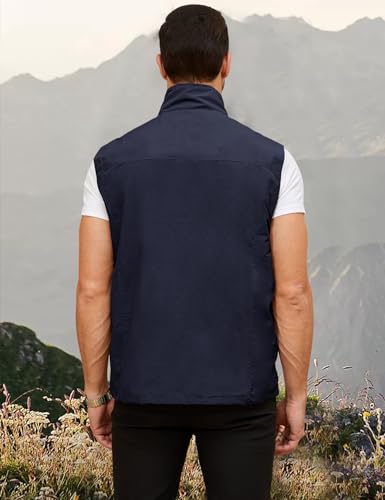 Gihuo Mens Casual Lightweight Travel Vest Summer Utility Safari Vest Sleeveless Jackets for Travel Hiking Fishing(Navy-L) - Image 4