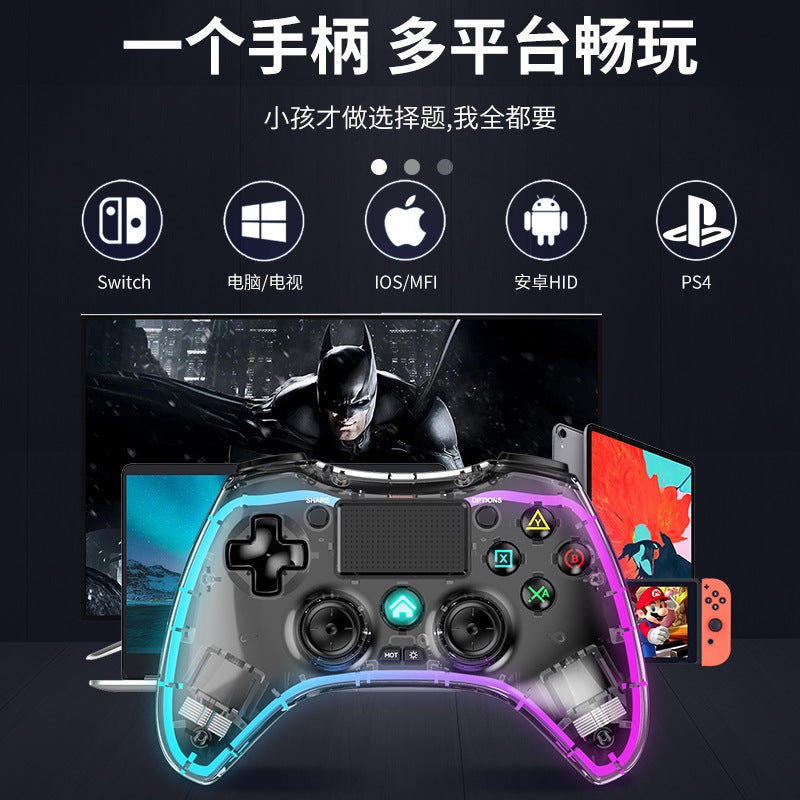 وحدة تحكم ألعاب PS4 شفافة RGB لاسلكية بلوتوث لوحدة التحكم في الكمبيوتر وسويتش والهاتف المحمول - Image 4