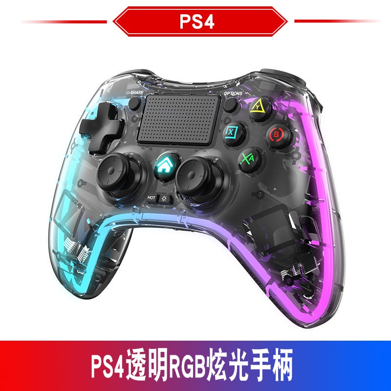 وحدة تحكم ألعاب PS4 شفافة RGB لاسلكية بلوتوث لوحدة التحكم في الكمبيوتر وسويتش والهاتف المحمول - Image 2