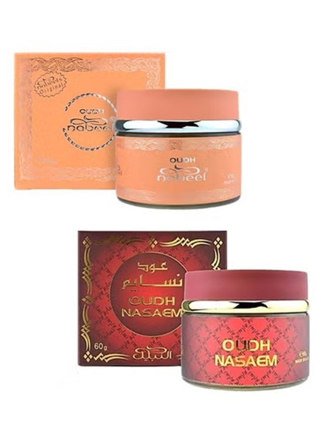 Nabeel Pack of 2 Ultimate Oudh Incense Bakhoor Combo Nasaem and Nabeel 60 GM - Image 1