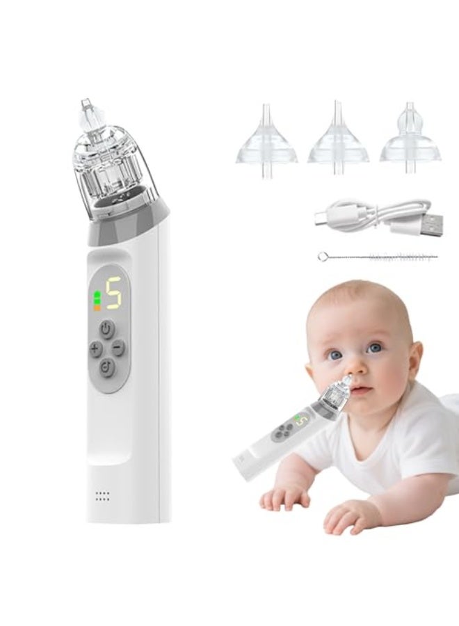 Nasal Aspirator Baby, Baby Nose Suckers with 3 Silicone Tips and 5 Adjustable Suction Levels, Anti-Backflow Nose Cleaner with Music & Light Soothing, Rechargeable for Newborns and Toddlers - Image 1