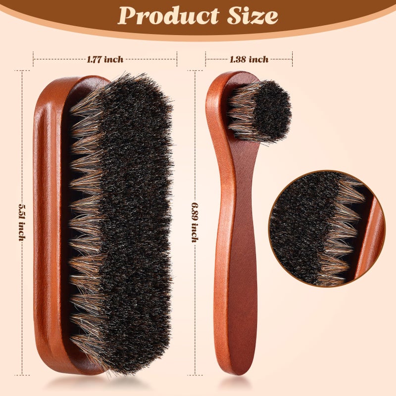ZJoey 2 Pcs Horsehair Shine Shoes Brush Kit Polish Dauber Applicators Cleaning Leather Shoes Boots Care Brushes Suede Cleaner Brush(2 Pcs Style F)  - Image 3