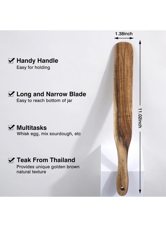MYRAINBOW 2 Pack Spurtle for Sourdough Starter, Spreading, Cooking, Mixing, Reaching Bottom of Jar, Kitchen Utensils, Spurtles Kitchen Tools Wooden Kitchen Utensils for NonStick Cookware - Image 2