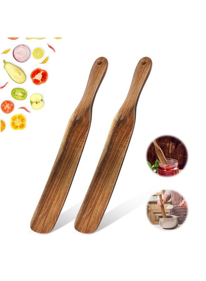 MYRAINBOW 2 Pack Spurtle for Sourdough Starter, Spreading, Cooking, Mixing, Reaching Bottom of Jar, Kitchen Utensils, Spurtles Kitchen Tools Wooden Kitchen Utensils for NonStick Cookware - Image 1