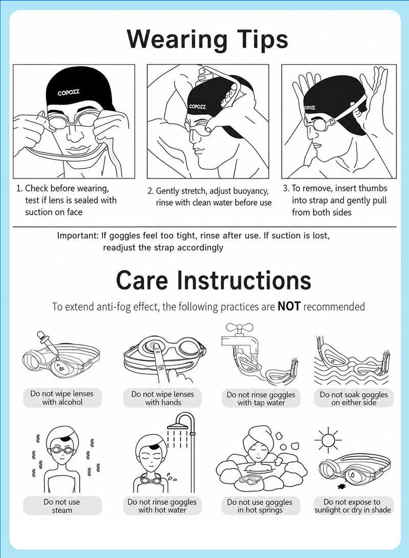 BELANO Swimming Goggles for Kids,  4pcs Anti-Fog HD Wide Vision Swim Goggles Set with Swimming Cap, Nose Clip, Storage Bag Set, Cute Swimming Accessories for Boys - Image 5