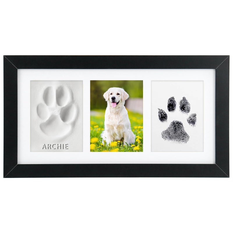 Seencool Paw Print Frame Kit, Dog Paw Print Kit with No Toxic Clay & No Mess Ink Pad, Pet Paw Print Impression Kit with Customization Tool, Wooden Pet Memorial Frame,DIY Dog Lover Gifts - Image 1