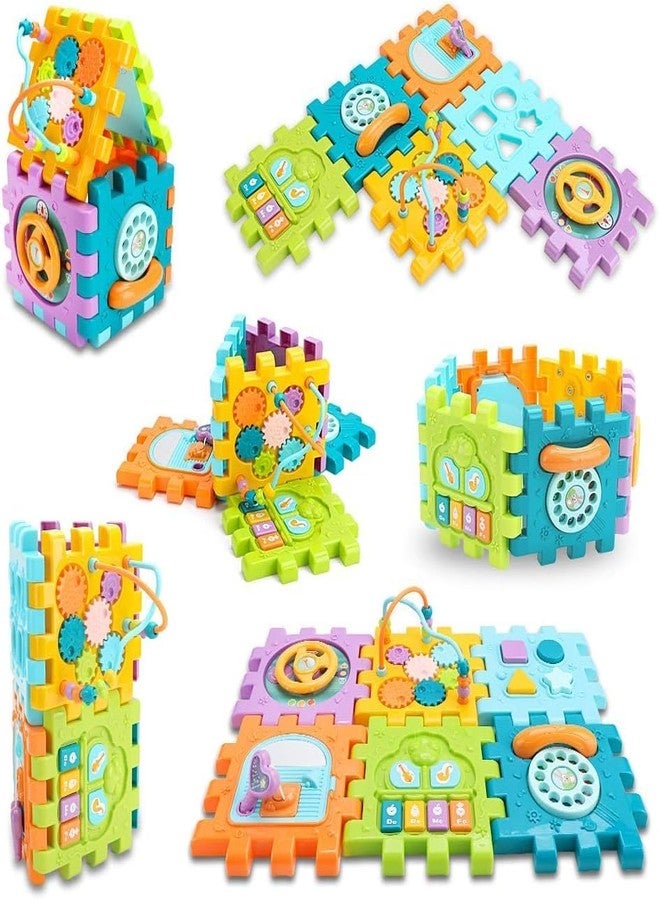 lescut Activity Cube Baby Toys 6 in 1 Multi-Purpose Educational Learning Cube with Music Activity Square with Musical Toys Shape Sorter Toy Gift for Girl Toddlers Kids - Image 5