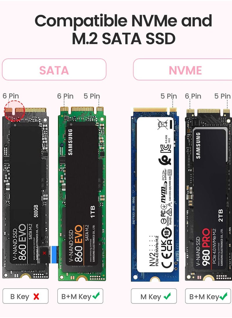 Orico - ORICO M.2 NVMe SATA SSD Enclosure Adapter Tool-Free, USB C 3.2 Gen 2 10Gbps NVMe, 5Gbps NGFF SATA PCIe M-Key(B+M Key) 2230/2242/2260/2280, Aluminum External M2 Reader Support UASP Trim- PWDM2-BK - Image 1