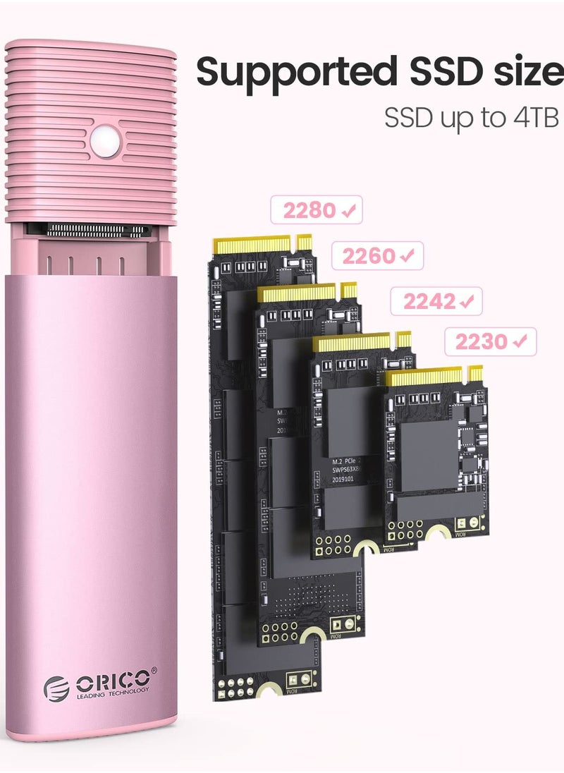 Orico - ORICO M.2 NVMe SATA SSD Enclosure Adapter Tool-Free, USB C 3.2 Gen 2 10Gbps NVMe, 5Gbps NGFF SATA PCIe M-Key(B+M Key) 2230/2242/2260/2280, Aluminum External M2 Reader Support UASP Trim- PWDM2-BK - Image 1
