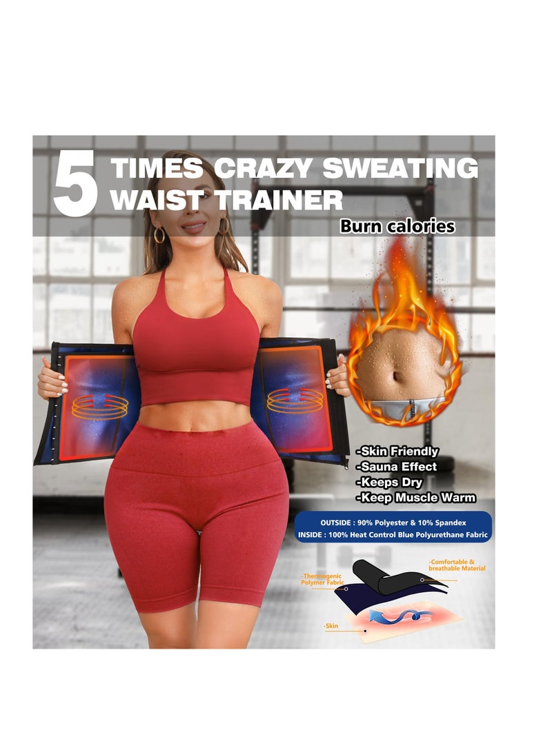 SYOSI Waist Trainer for Women Belly Fat Sauna Suit Waist Trimmer Sweat Bands for Stomach Weight Loss Workout Belt (L Size) - Image 4