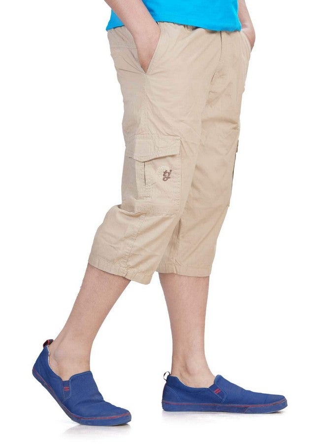 0-Degree 0-DEGREE Men's Regular Fit Three Quarter Shorts Beige 34 Inch Waist - Image 3